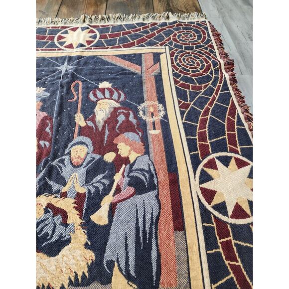 Goodwin Weavers Nativity Christmas Mary Joseph Tapestry Blanket Throw - Picture 4 of 9